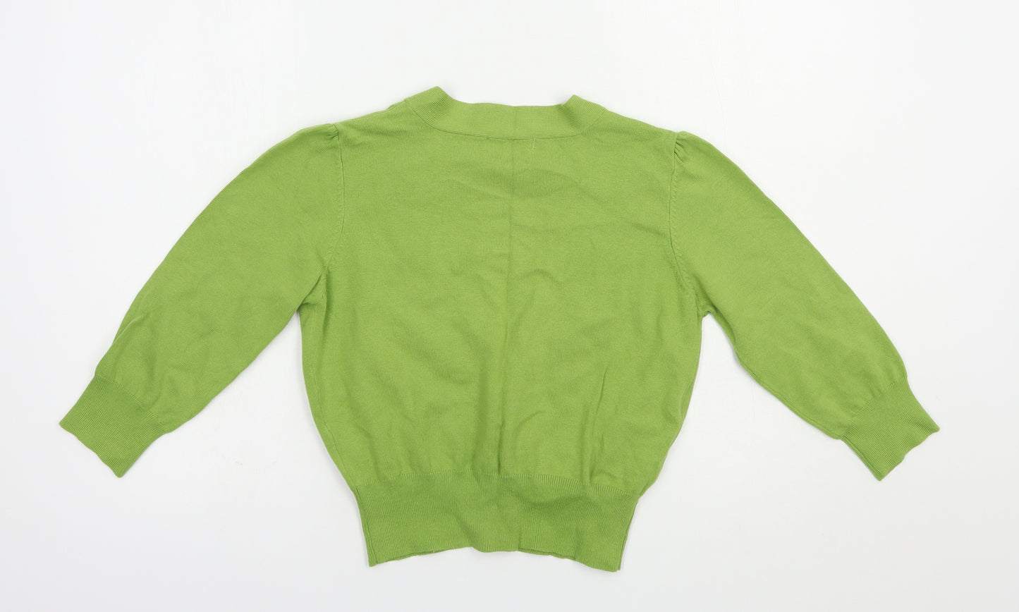 Cherokee Womens Green V-Neck  Cotton Cardigan Jumper Size 12   - Cropped