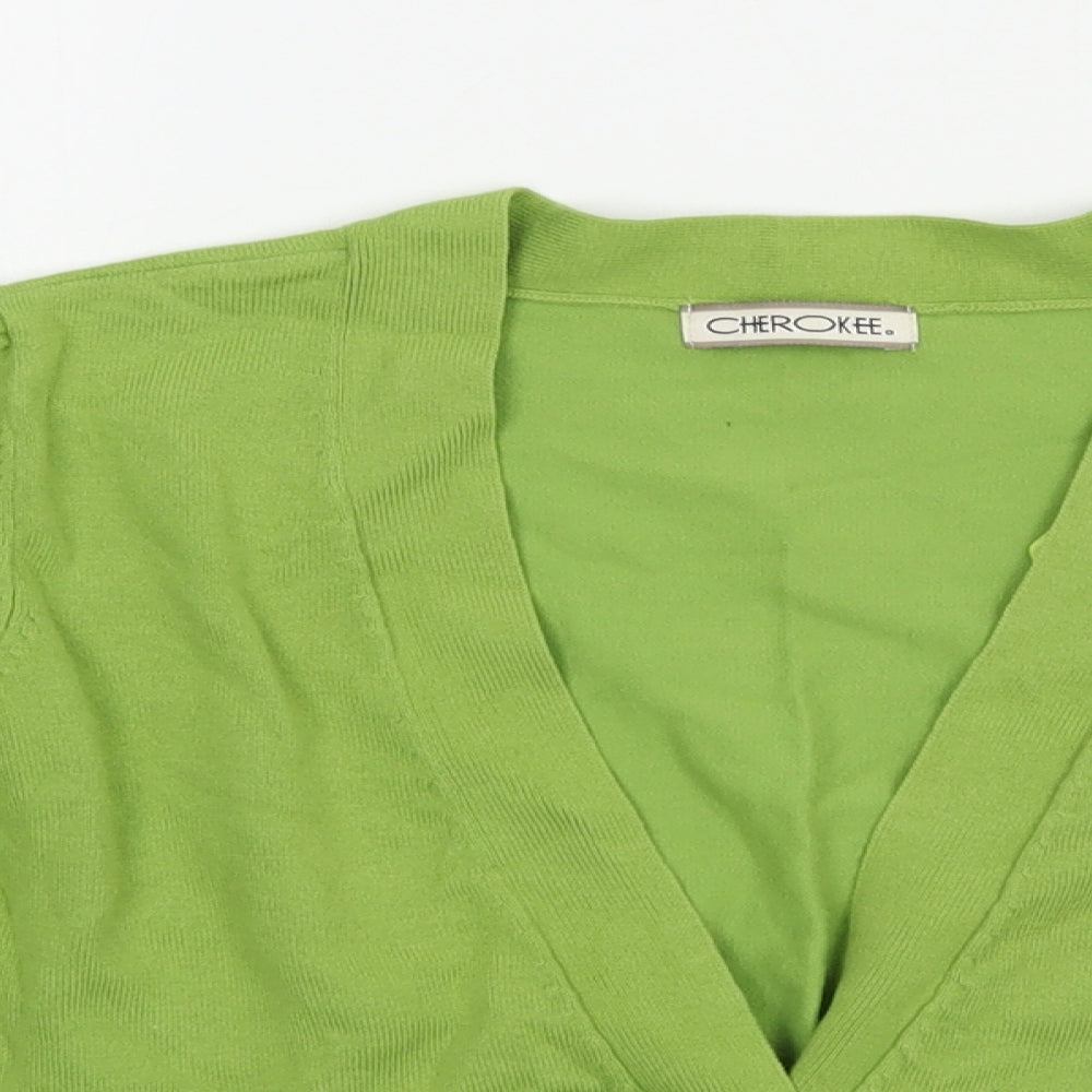 Cherokee Womens Green V-Neck  Cotton Cardigan Jumper Size 12   - Cropped