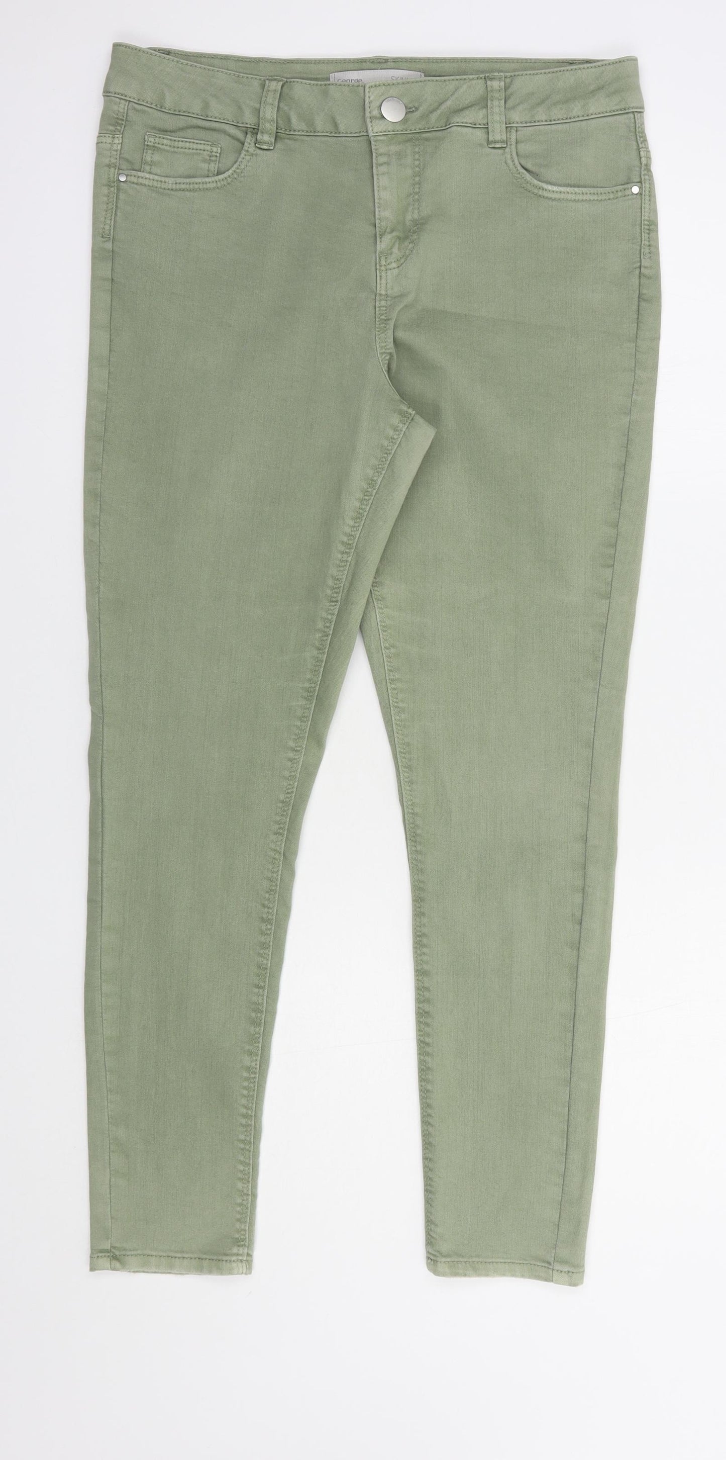 George Womens Green  Cotton Jegging Jeans Size 14 L28 in Regular Button