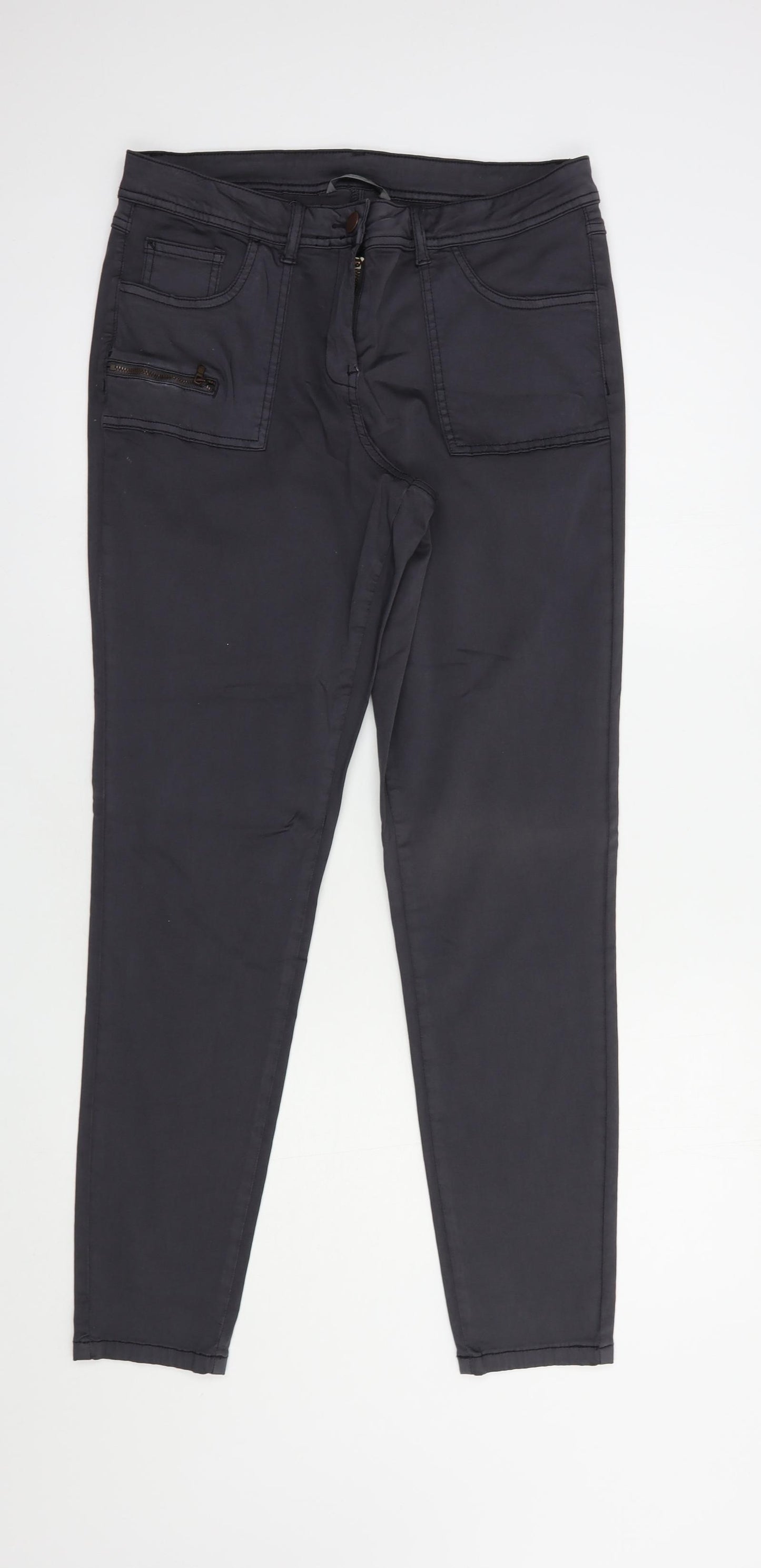 George Womens Grey  Cotton Skinny Jeans Size 12 L30 in Regular Button