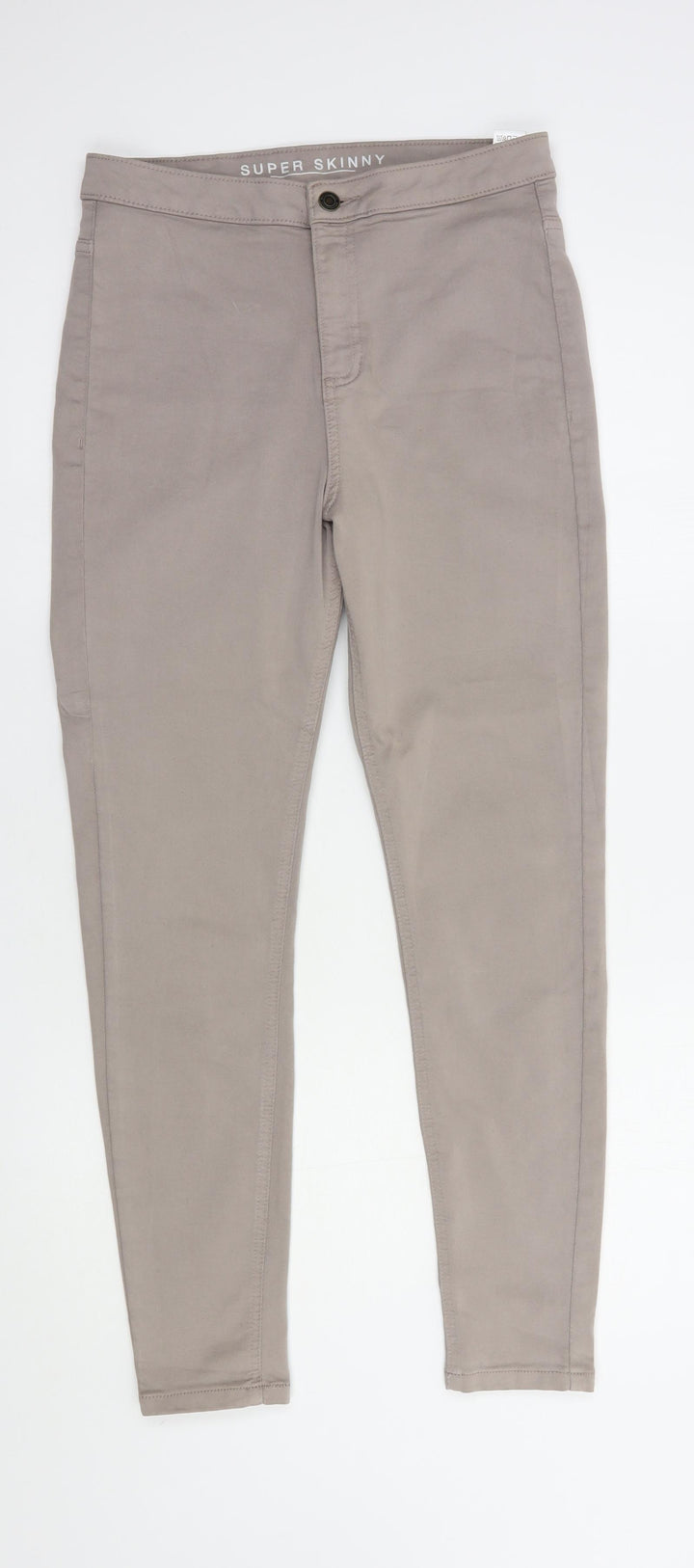 Marks and Spencer Womens Grey  Cotton Skinny Jeans Size 12 L30 in Regular Button