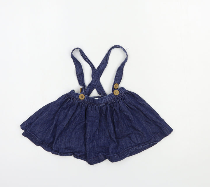 NEXT Baby Blue Cotton Skater Skirt Size 9-12 Months Button