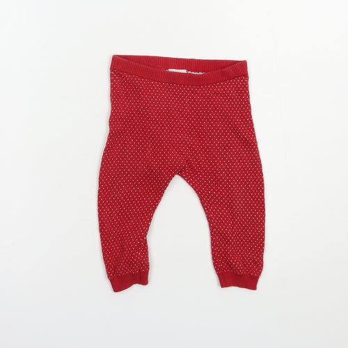NEXT Baby Red Geometric Cotton Jogger Trousers Size 9-12 Months