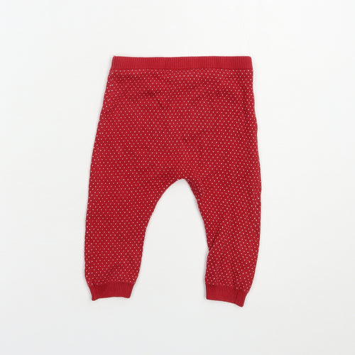 NEXT Baby Red Geometric Cotton Jogger Trousers Size 9-12 Months