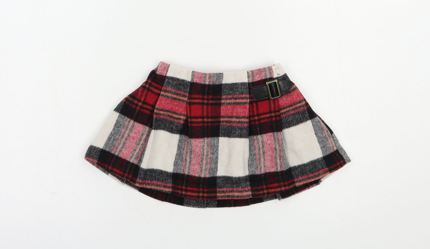 NEXT Baby Red Plaid Polyester Skater Skirt Size 9-12 Months  Buckle