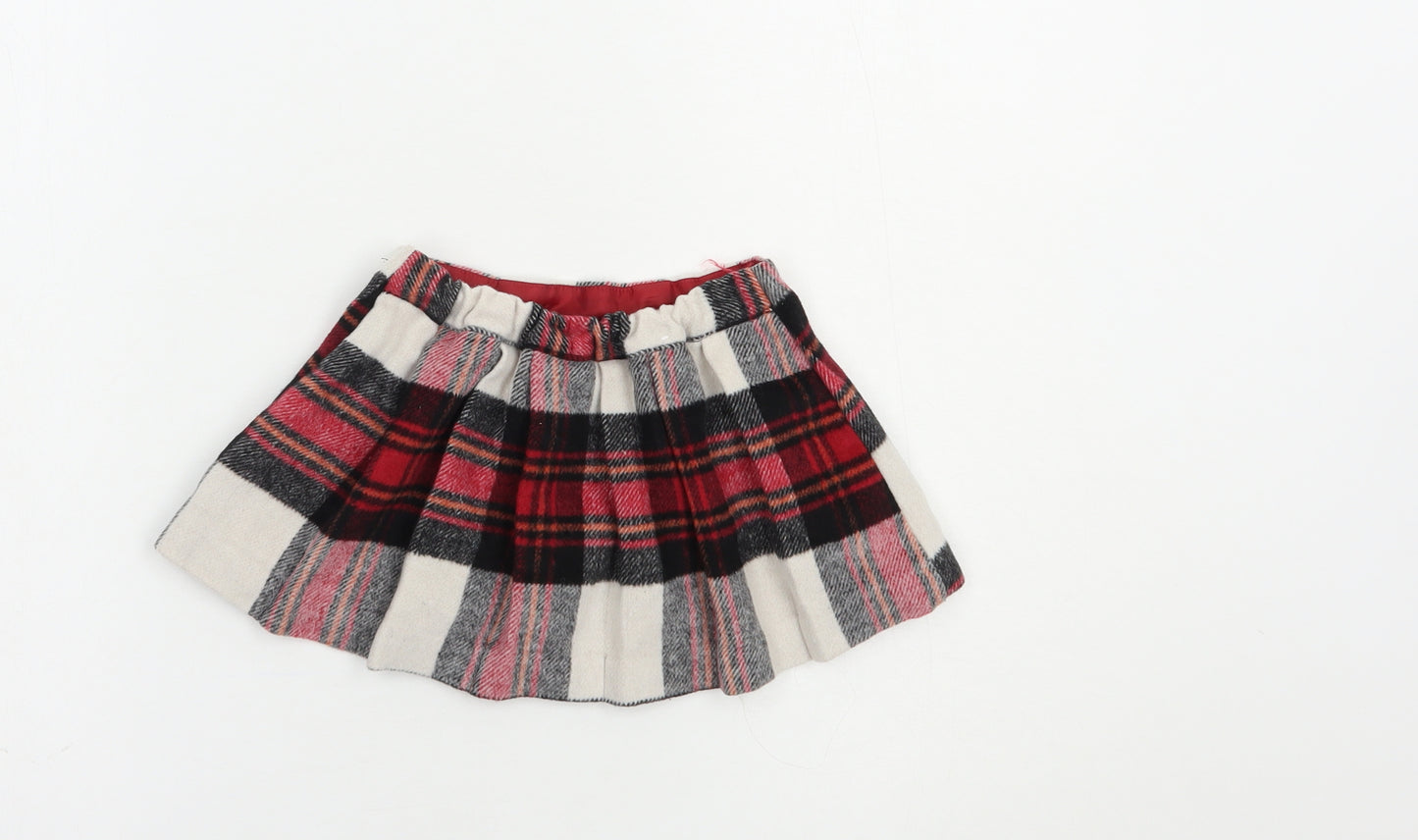 NEXT Baby Red Plaid Polyester Skater Skirt Size 9-12 Months  Buckle