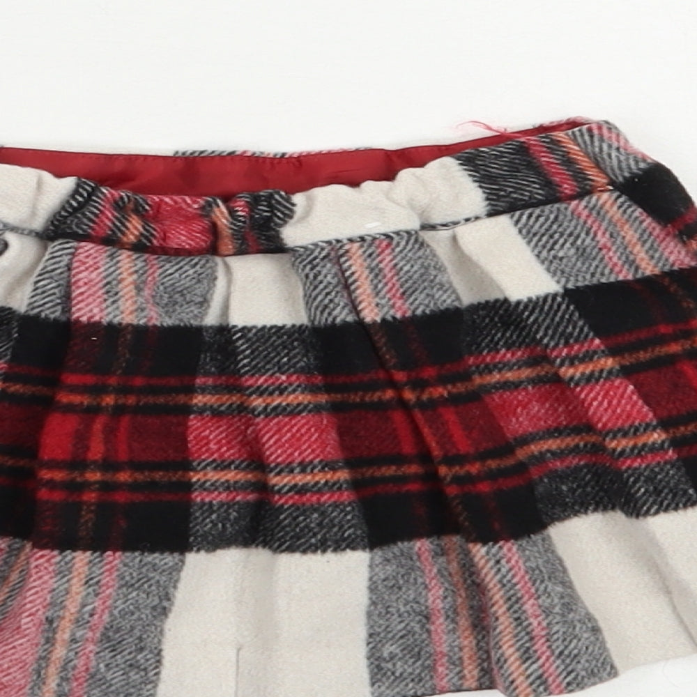 NEXT Baby Red Plaid Polyester Skater Skirt Size 9-12 Months  Buckle