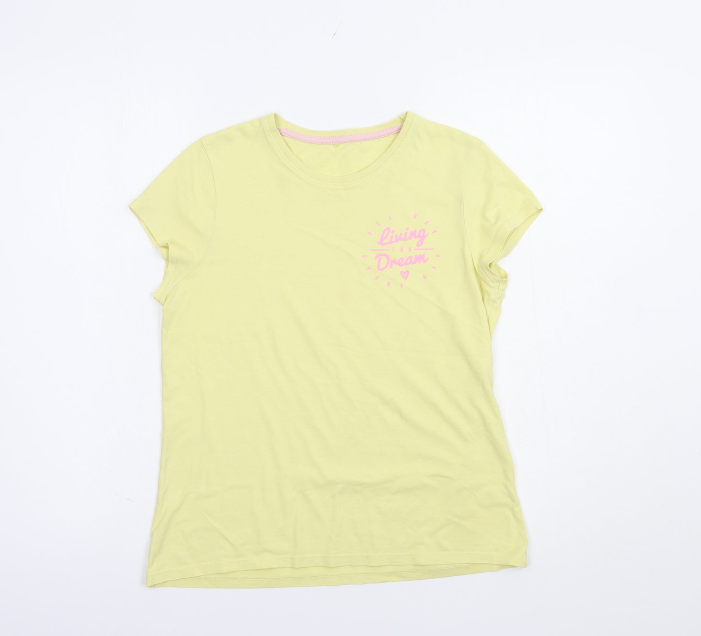 George Girls Yellow  Cotton Basic Polo Size 13-14 Years Crew Neck Pullover - Living The Dream
