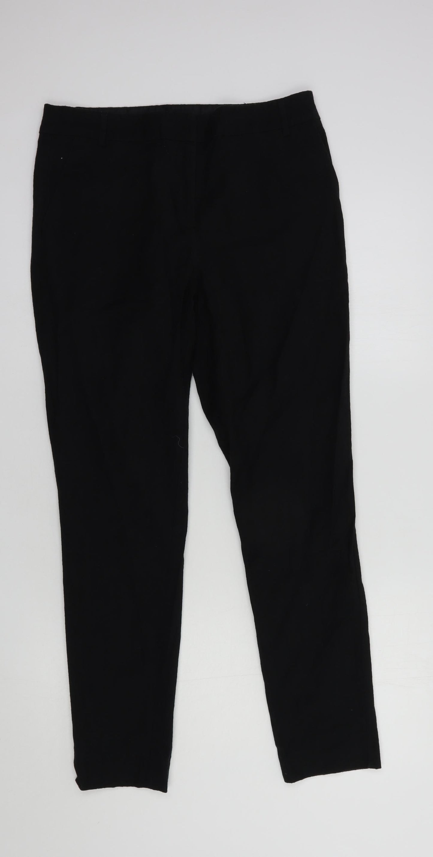 Oasis Womens Black  Cotton Dress Pants Trousers Size 10 L29 in Regular Button