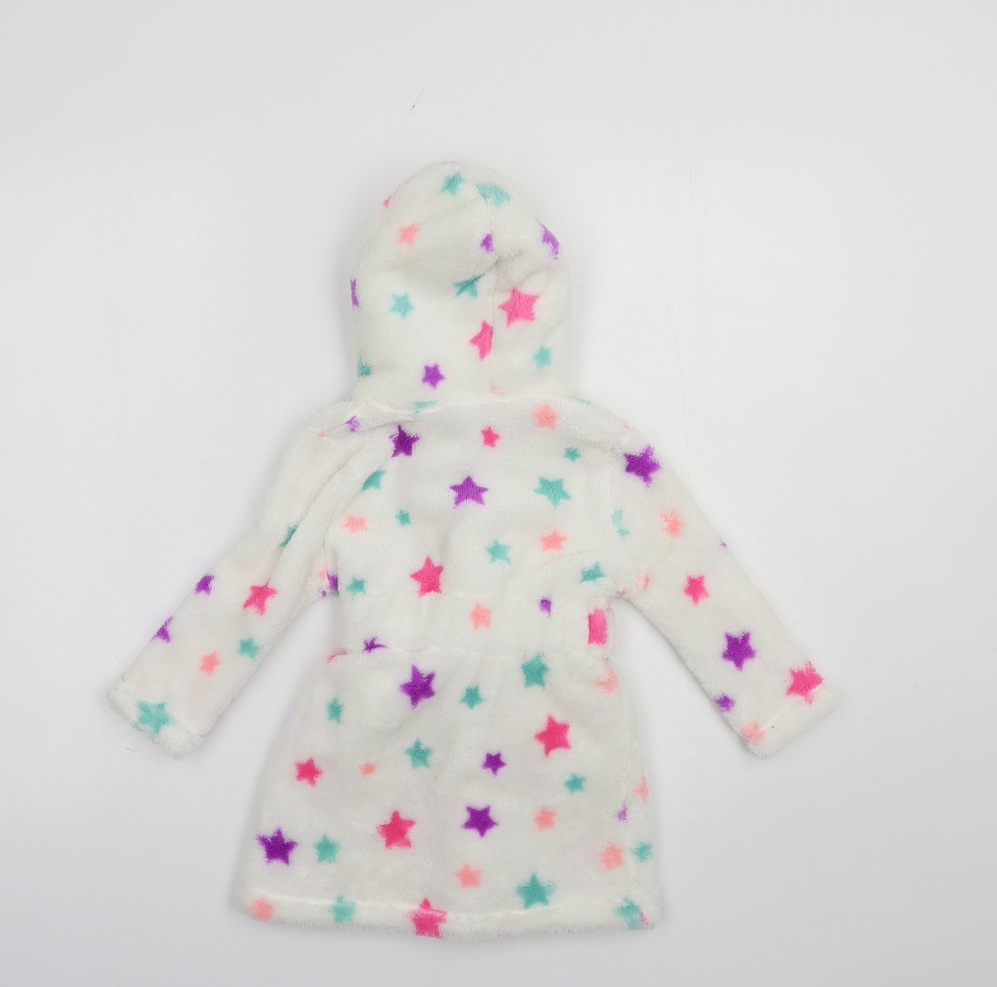 Dunnes Stores Baby White Geometric Polyester Kimono Robe Size 12-18 Months  Tie - Star Print