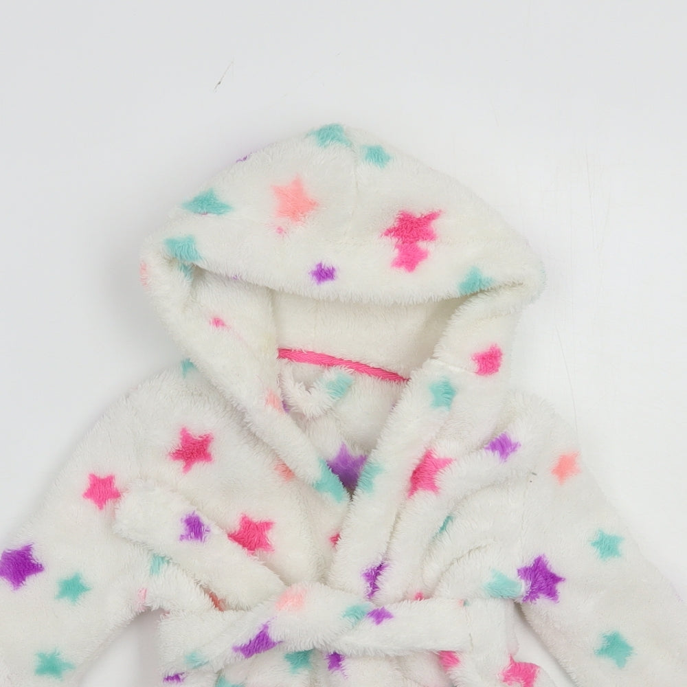 Dunnes Stores Baby White Geometric Polyester Kimono Robe Size 12-18 Months  Tie - Star Print