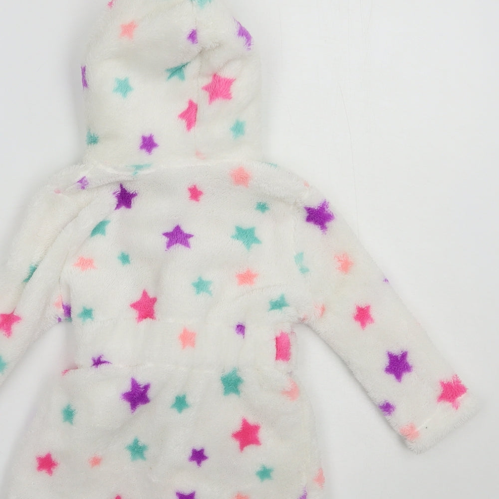 Dunnes Stores Baby White Geometric Polyester Kimono Robe Size 12-18 Months  Tie - Star Print