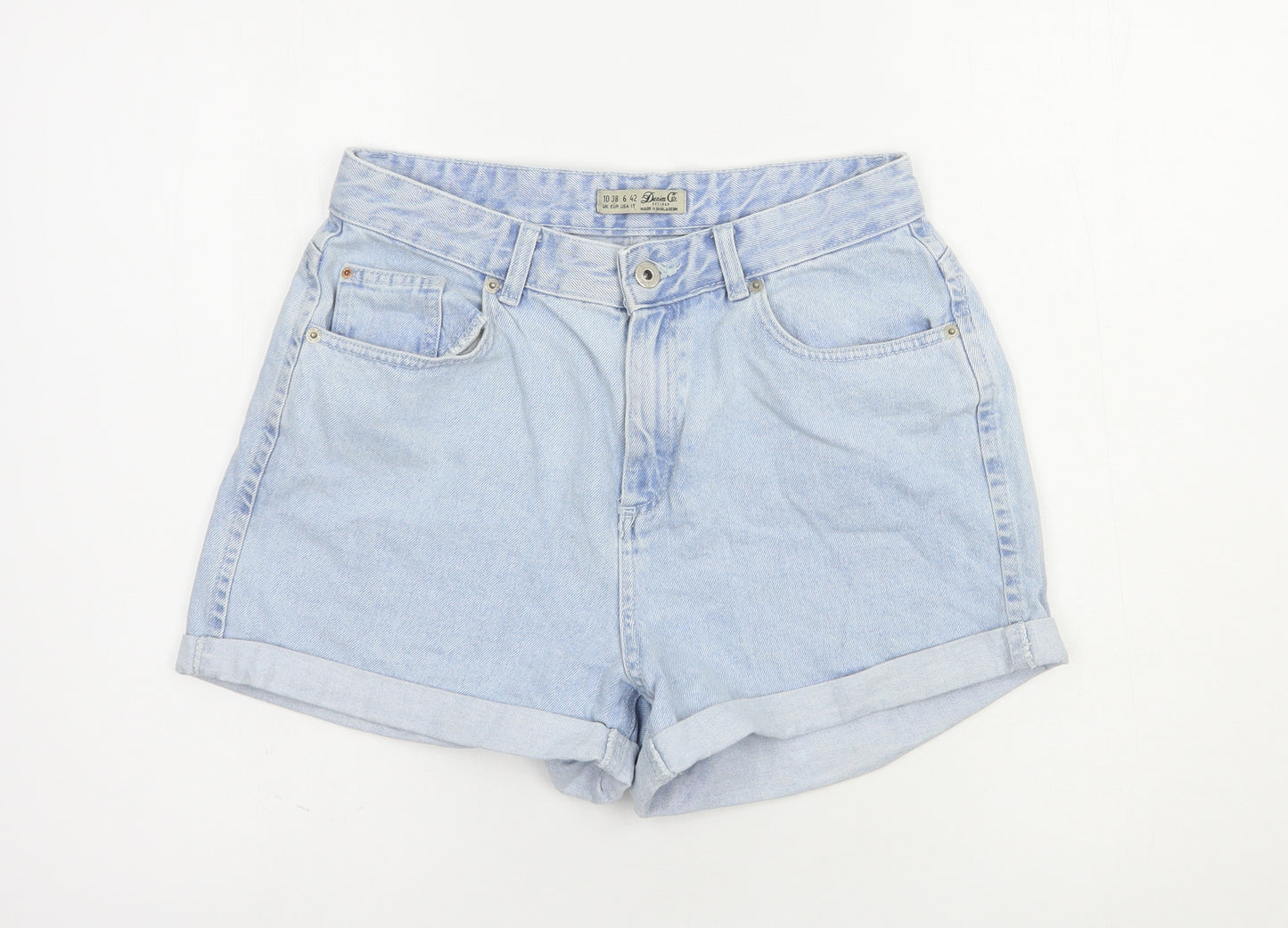 Denim Co. Womens Blue  Cotton Mom Shorts Size 10 L3 in Regular Button
