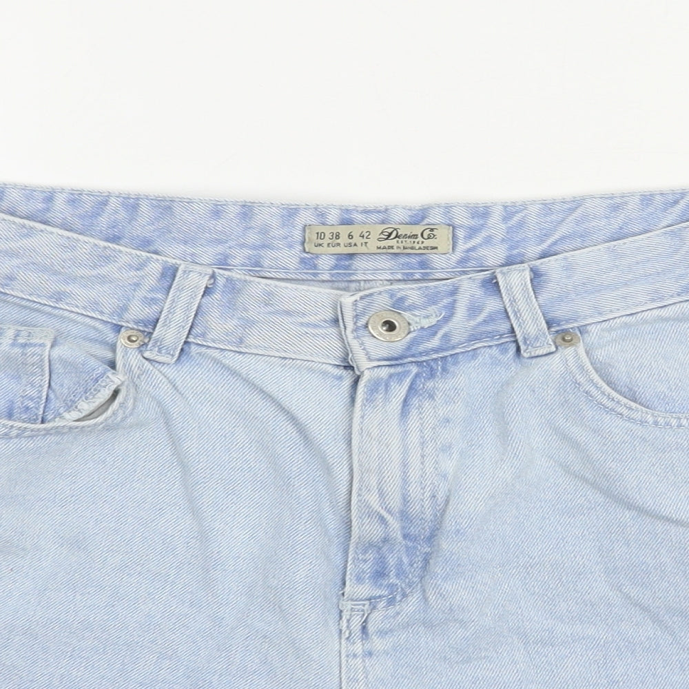 Denim Co. Womens Blue  Cotton Mom Shorts Size 10 L3 in Regular Button