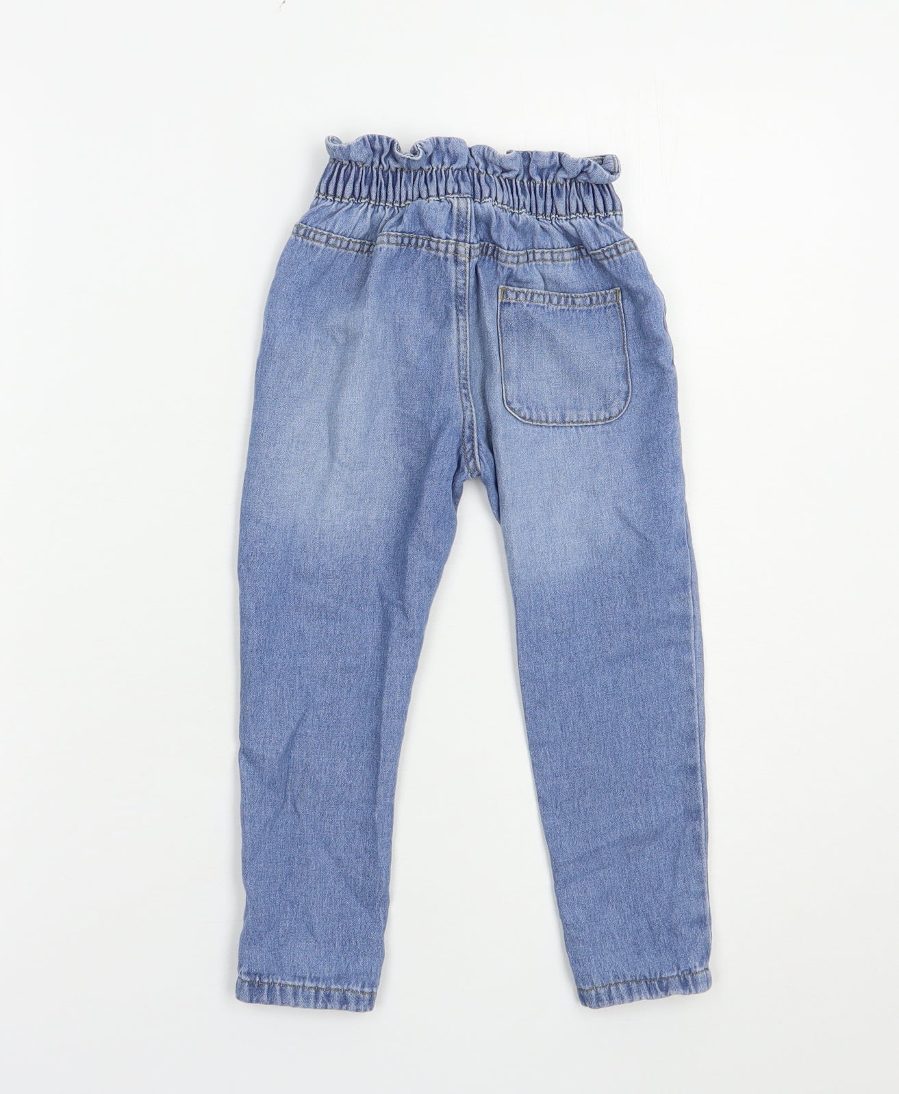 Marks and Spencer Girls Blue  Cotton Straight Jeans Size 2-3 Years  Regular Button