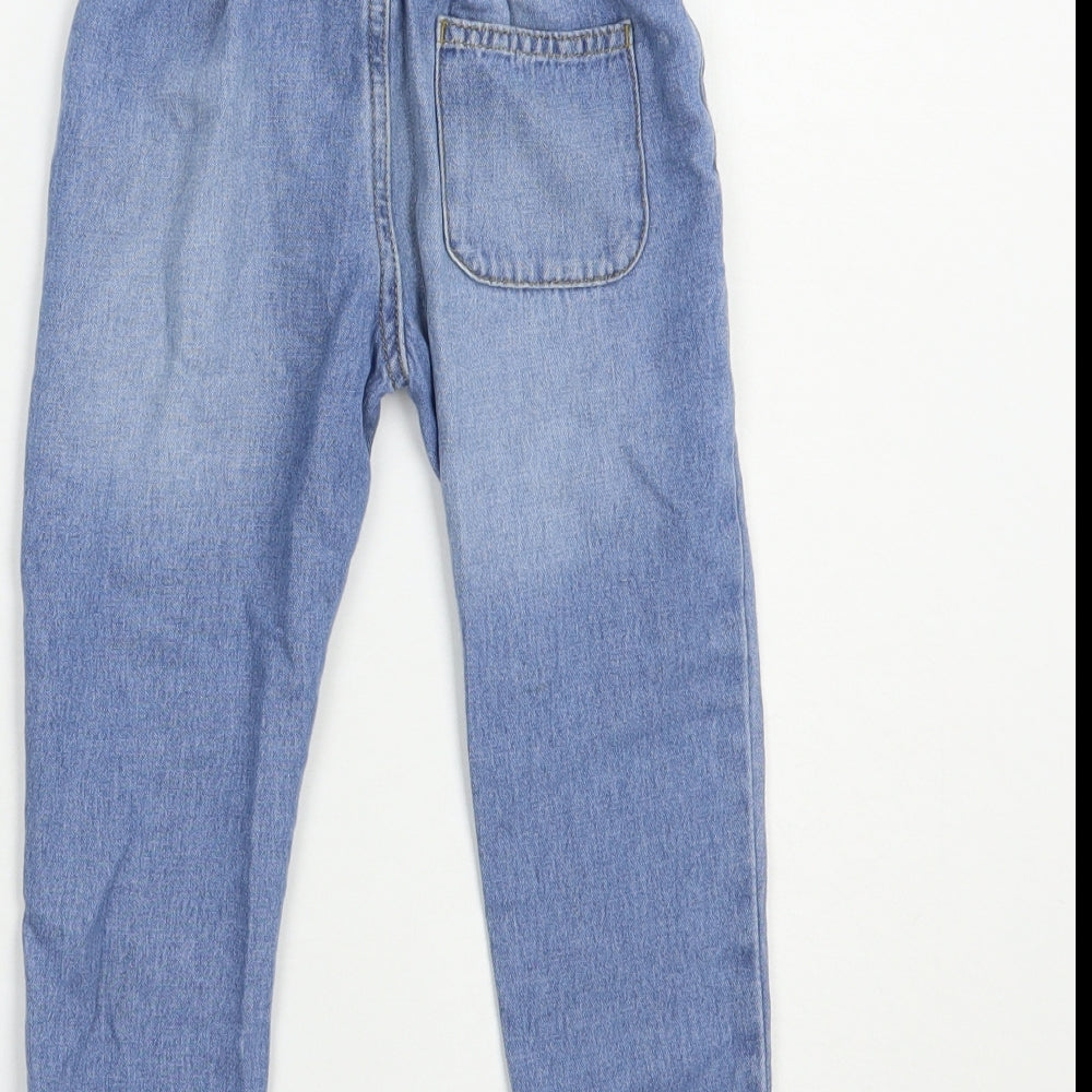 Marks and Spencer Girls Blue  Cotton Straight Jeans Size 2-3 Years  Regular Button