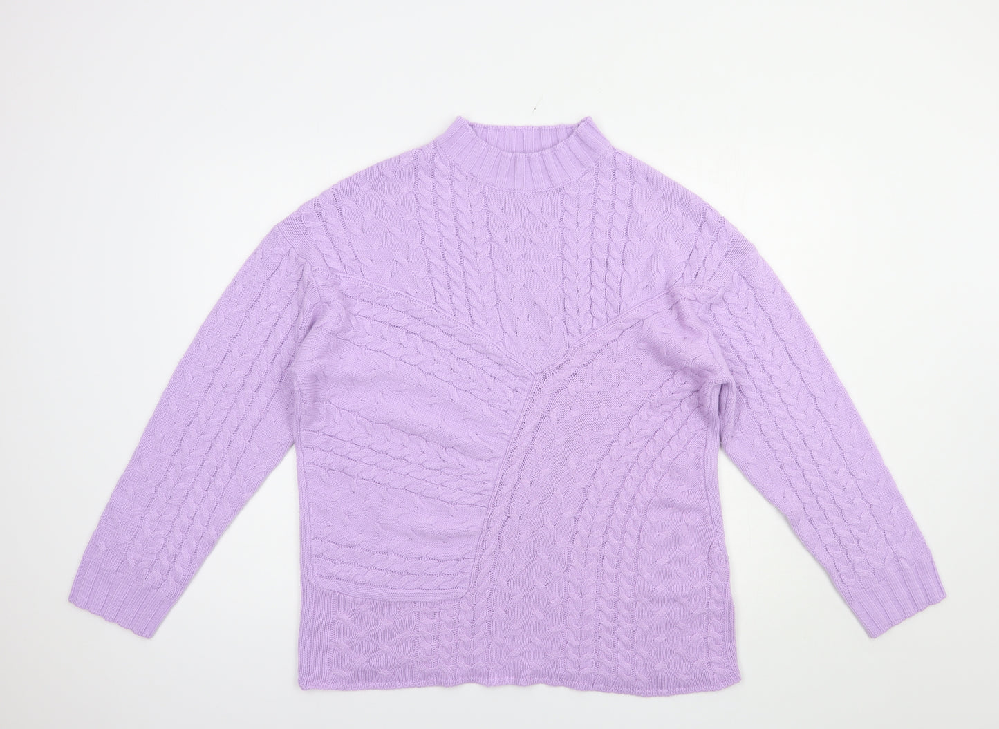 Wednesday's Girl Womens Purple Mock Neck  Acrylic Pullover Jumper Size M