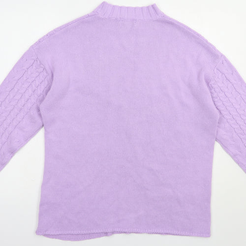 Wednesday's Girl Womens Purple Mock Neck  Acrylic Pullover Jumper Size M