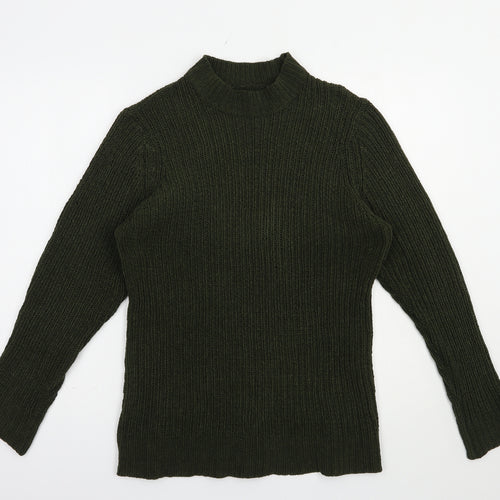 Brave Soul Womens Green Mock Neck  Polyester Pullover Jumper Size L