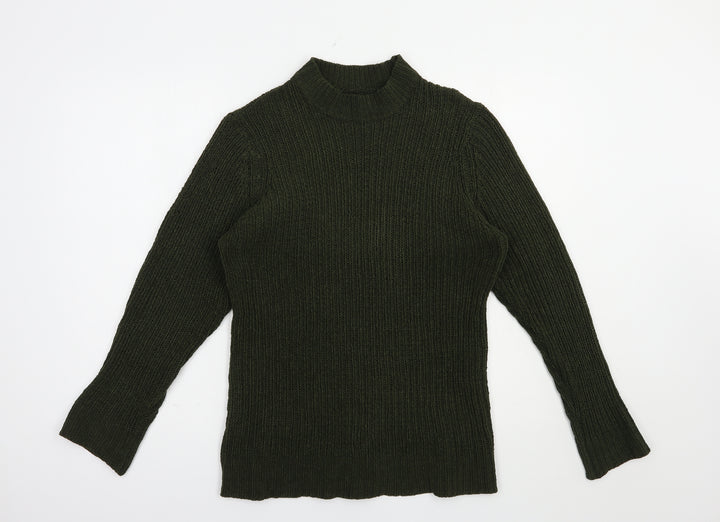 Brave Soul Womens Green Mock Neck Polyester Pullover Jumper Size L