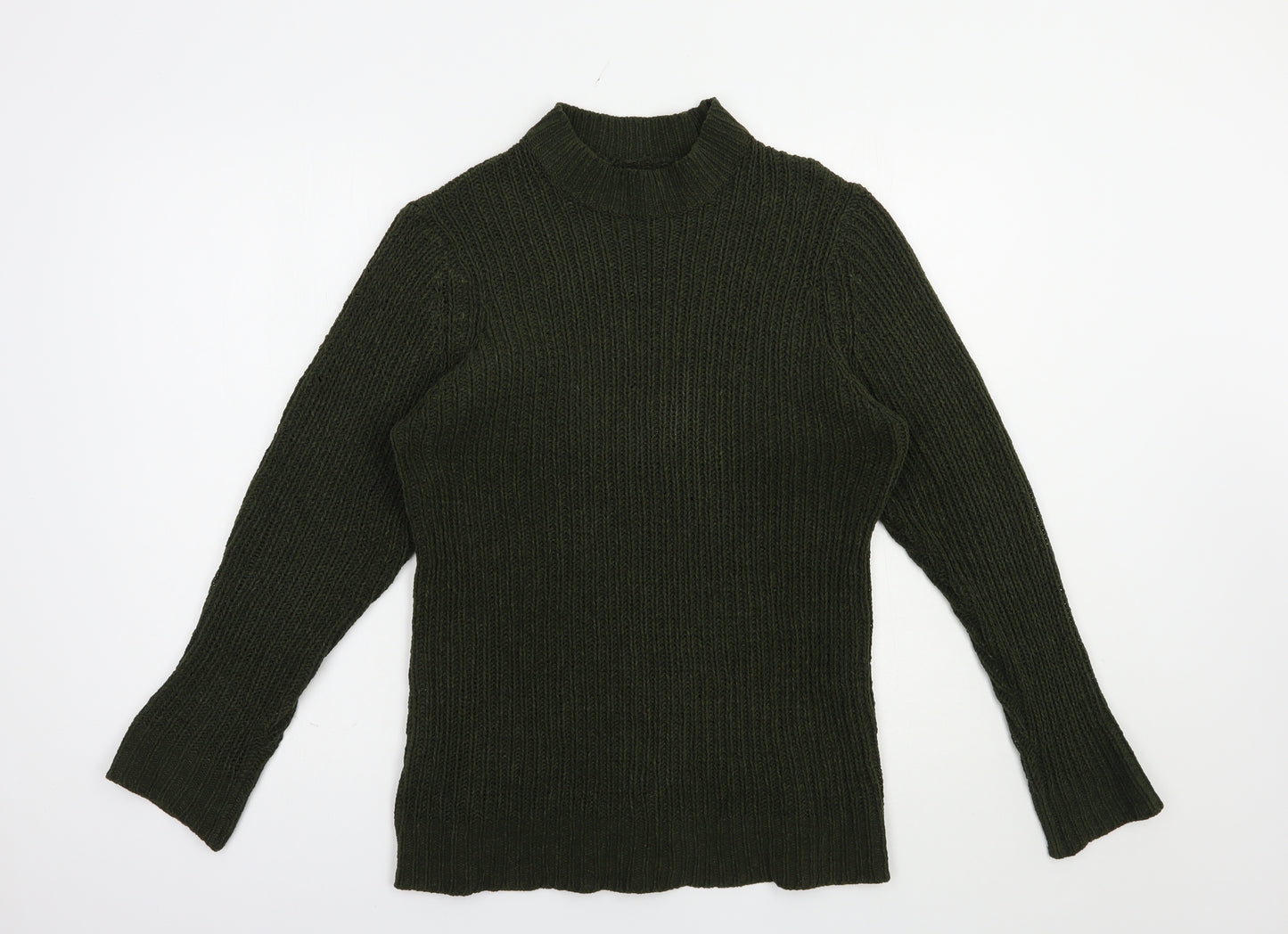 Brave Soul Womens Green Mock Neck  Polyester Pullover Jumper Size L