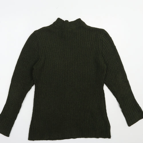 Brave Soul Womens Green Mock Neck  Polyester Pullover Jumper Size L