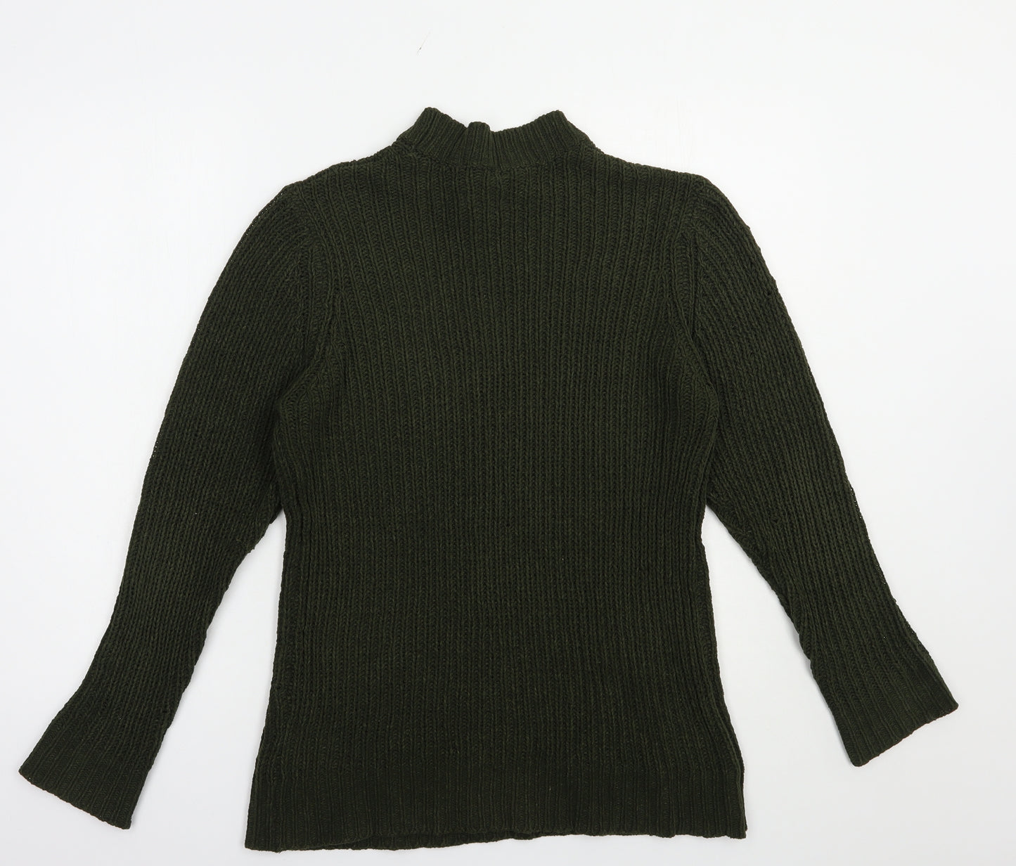 Brave Soul Womens Green Mock Neck  Polyester Pullover Jumper Size L