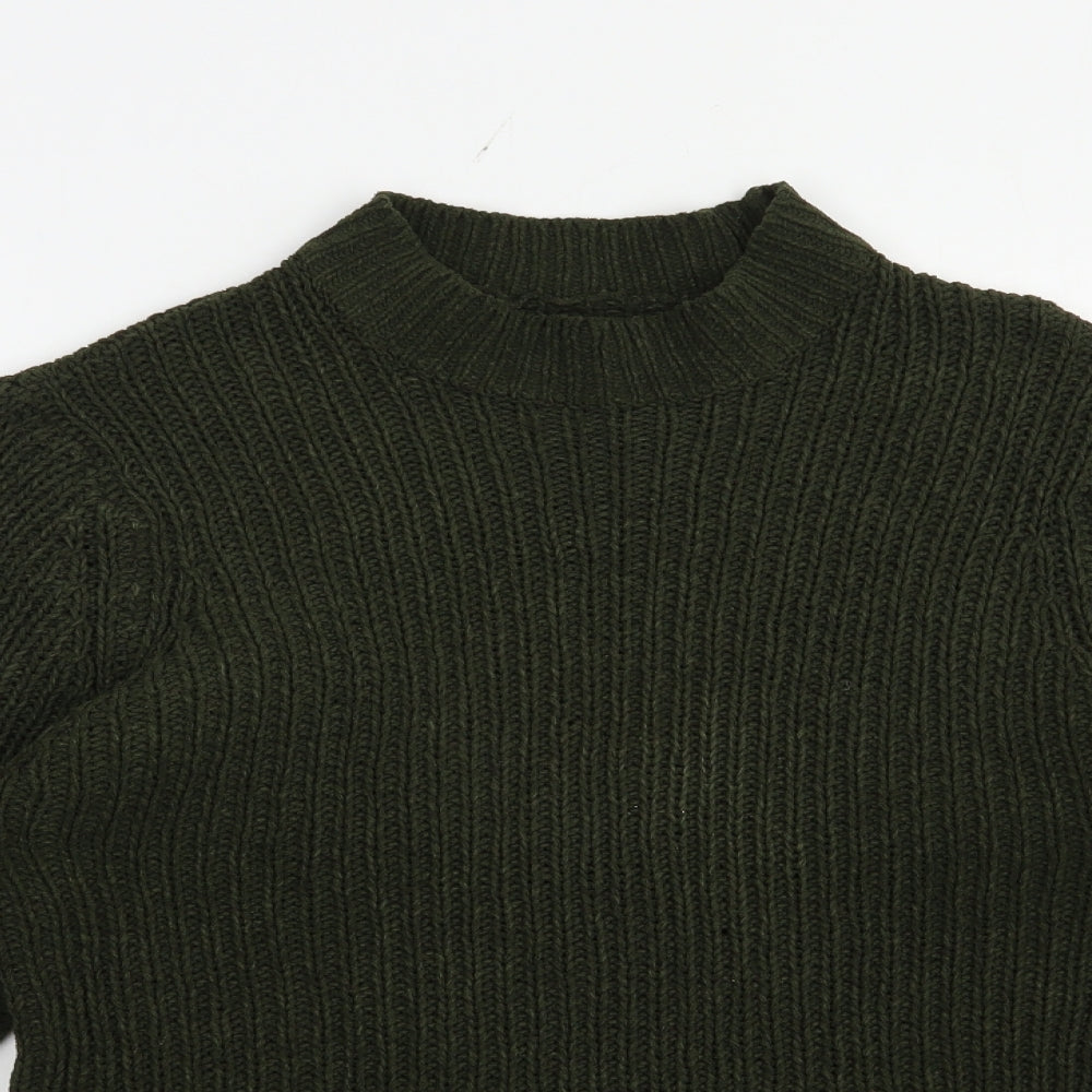 Brave Soul Womens Green Mock Neck  Polyester Pullover Jumper Size L