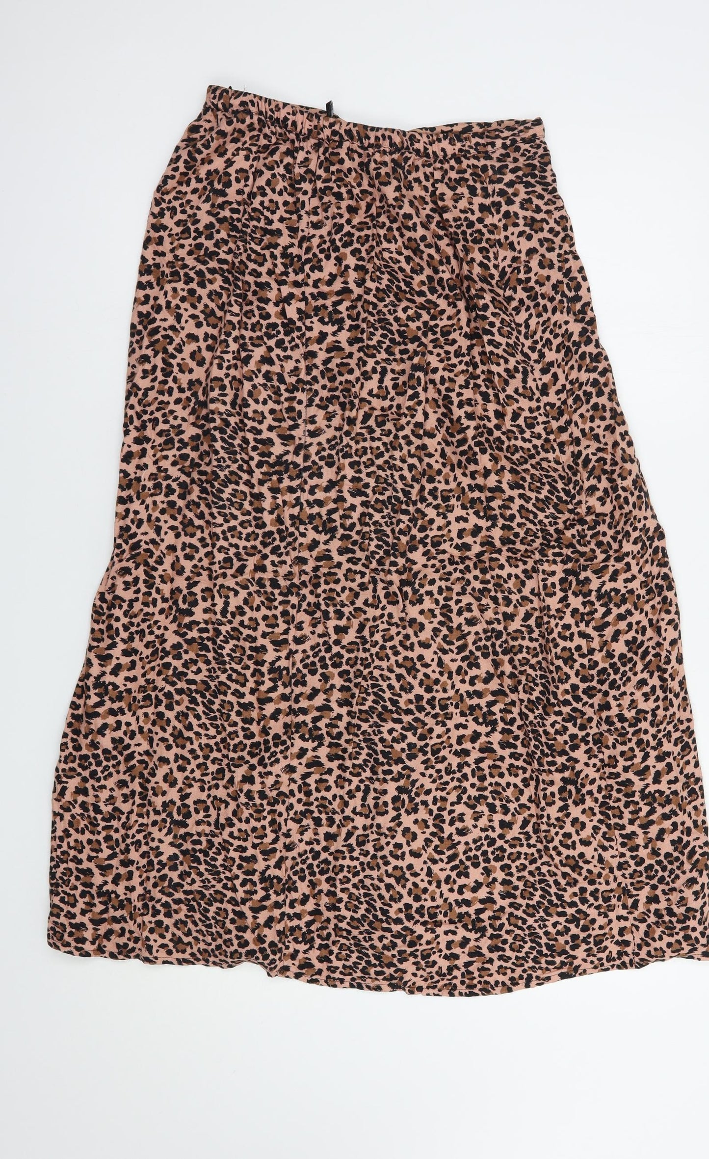 Stradivarius Womens Beige Animal Print Viscose Maxi Skirt Size 10   Zip