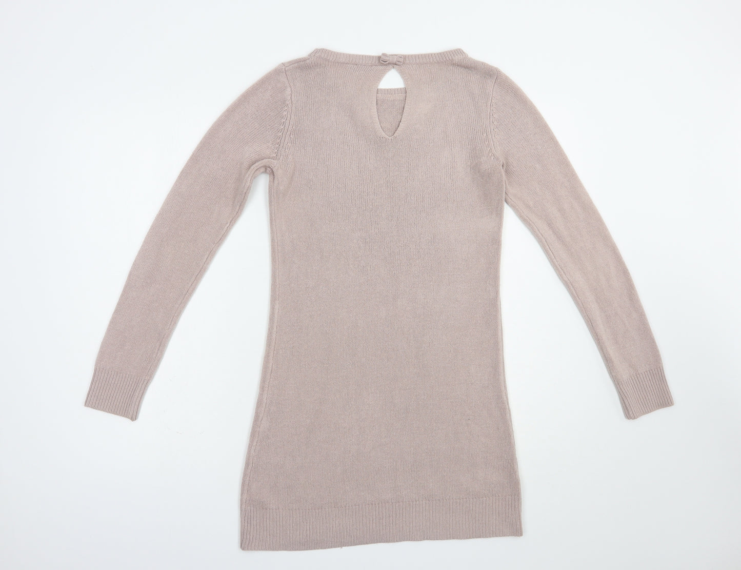 Dorothy Perkins Womens Pink Boat Neck  Acrylic Tunic Jumper Size 10