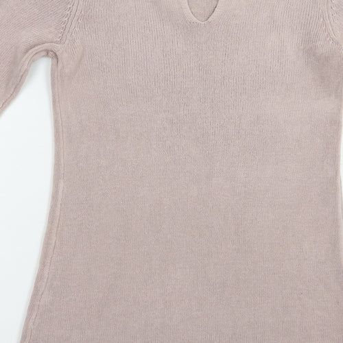 Dorothy Perkins Womens Pink Boat Neck  Acrylic Tunic Jumper Size 10
