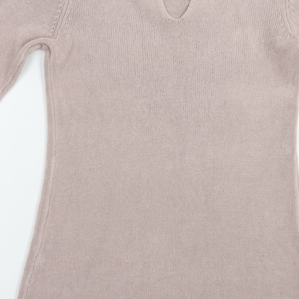 Dorothy Perkins Womens Pink Boat Neck  Acrylic Tunic Jumper Size 10