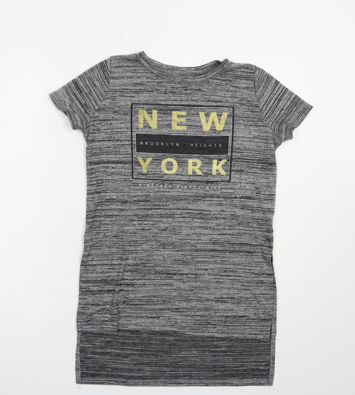 Atmosphere Womens Grey  Polyester Basic T-Shirt Size 6 Crew Neck - New York