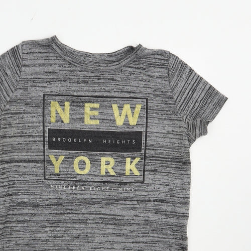 Atmosphere Womens Grey  Polyester Basic T-Shirt Size 6 Crew Neck - New York