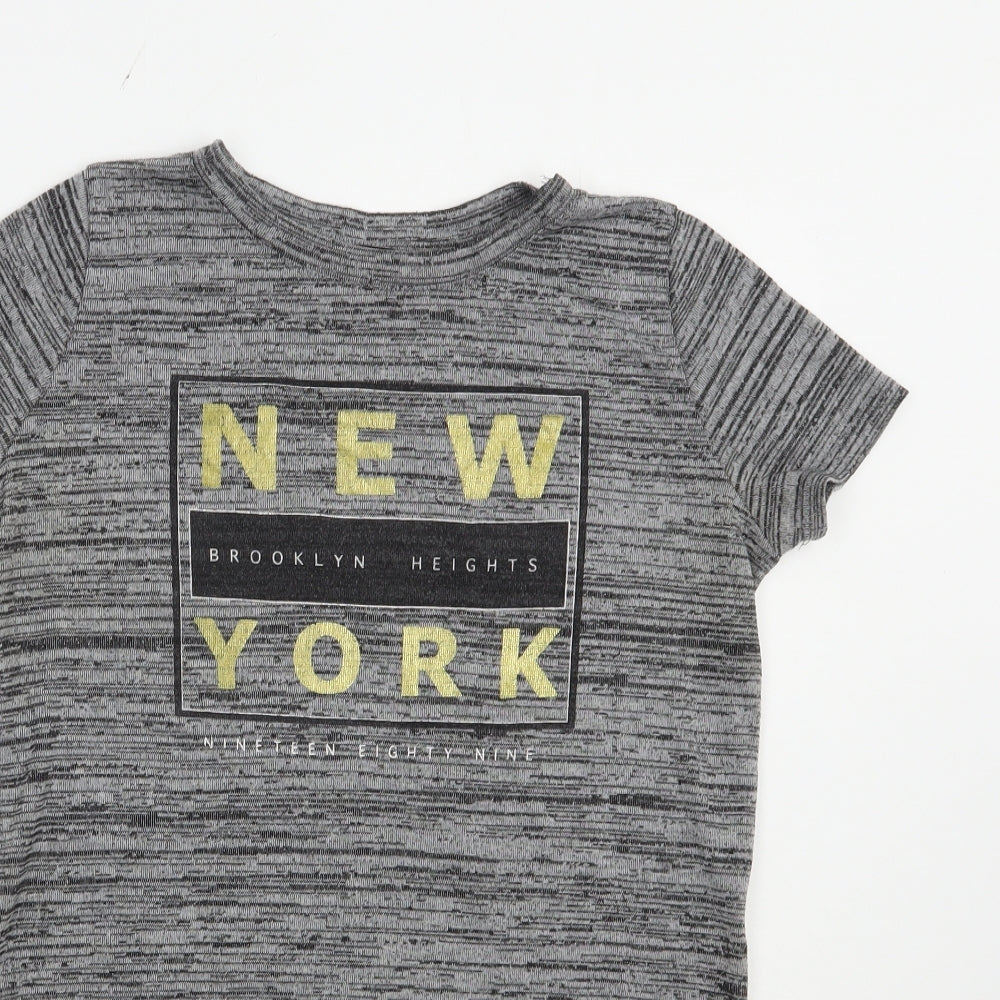 Atmosphere Womens Grey  Polyester Basic T-Shirt Size 6 Crew Neck - New York