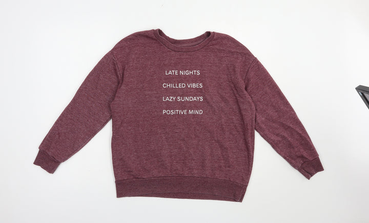 Atmosphere Womens Purple  Cotton Pullover Sweatshirt Size 10  Pullover - Late Nights