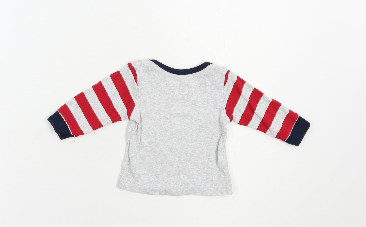 Mothercare Baby Grey Striped Cotton Pullover Polo Size 0-3 Months Crew Neck Pullover - Mummy