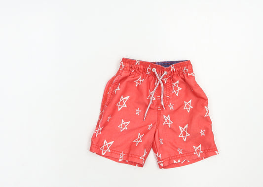 NEXT Boys Red Geometric  Bermuda Shorts Size 2-3 Years  Regular Drawstring - Star Print