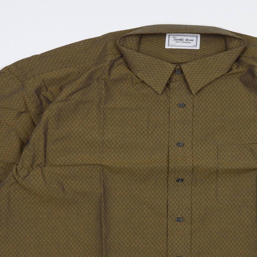 Savile Mens Brown Geometric Polyester  Dress Shirt Size 17.5 Collared Button