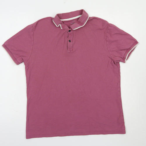 Marks and Spencer Mens Pink  Cotton  Polo Size M Collared Button