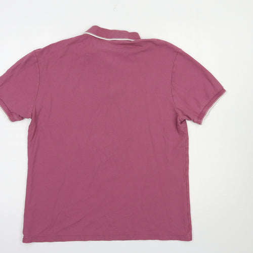 Marks and Spencer Mens Pink  Cotton  Polo Size M Collared Button