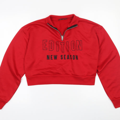 Boohoo Womens Red  Polyester Pullover Sweatshirt Size 10