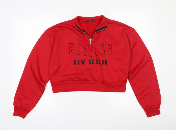 Boohoo Womens Red Polyester Pullover Sweatshirt Size 10