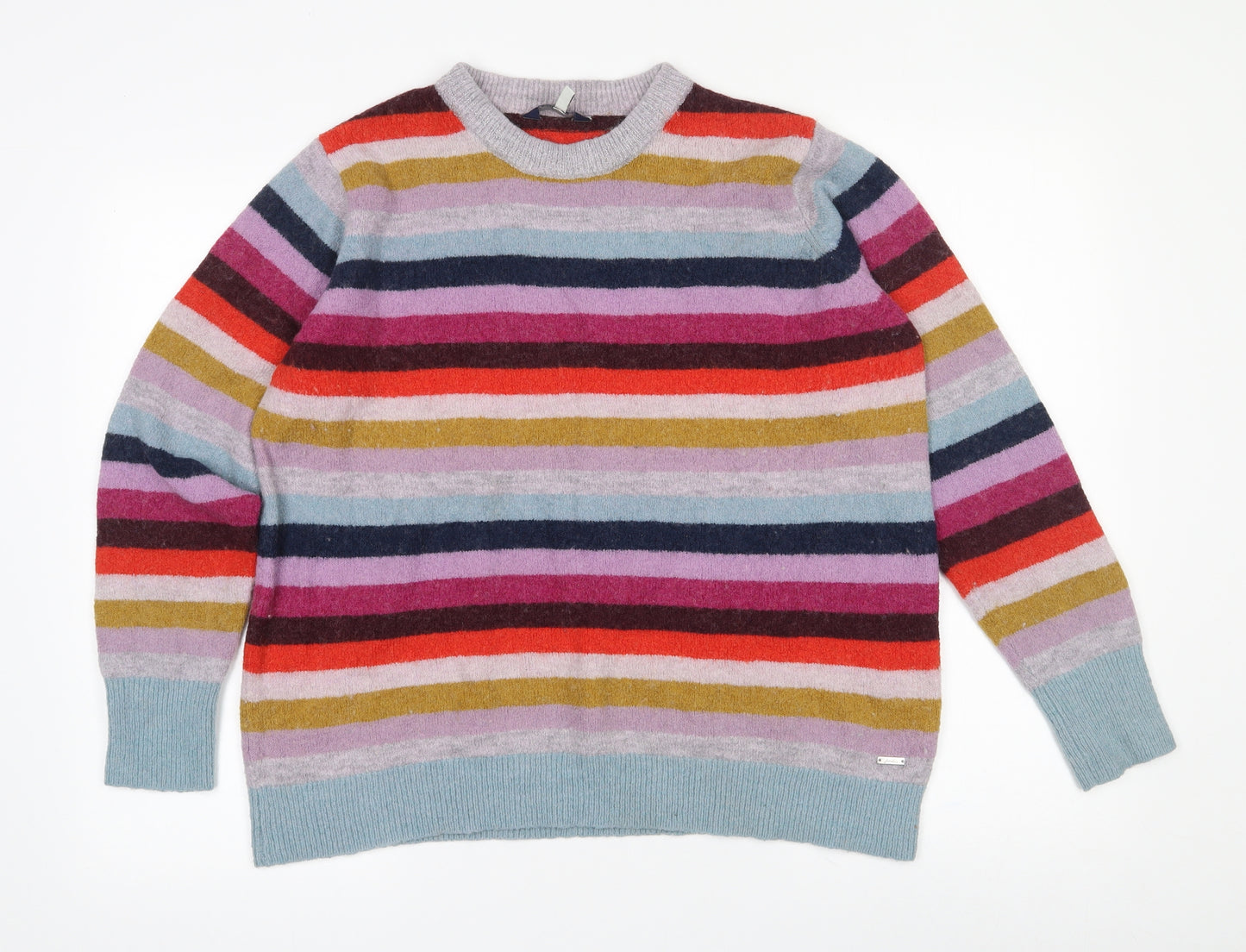 Joules Womens Multicoloured Crew Neck Striped Polyamide Pullover Jumper Size 16
