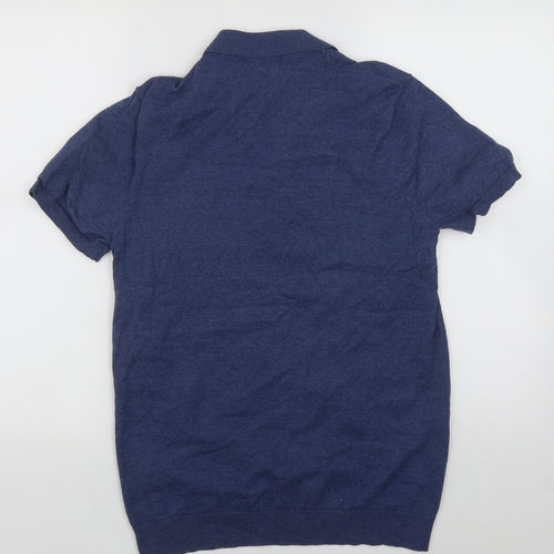 Dunnes Mens Blue Collared  Cotton Pullover Jumper Size S
