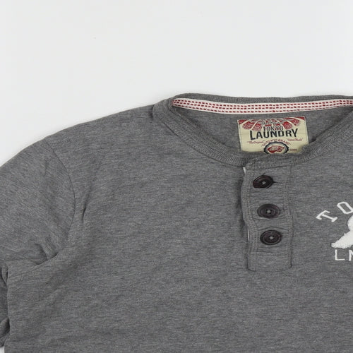 Tokyo Mens Grey Round Neck  Cotton Pullover Jumper Size S