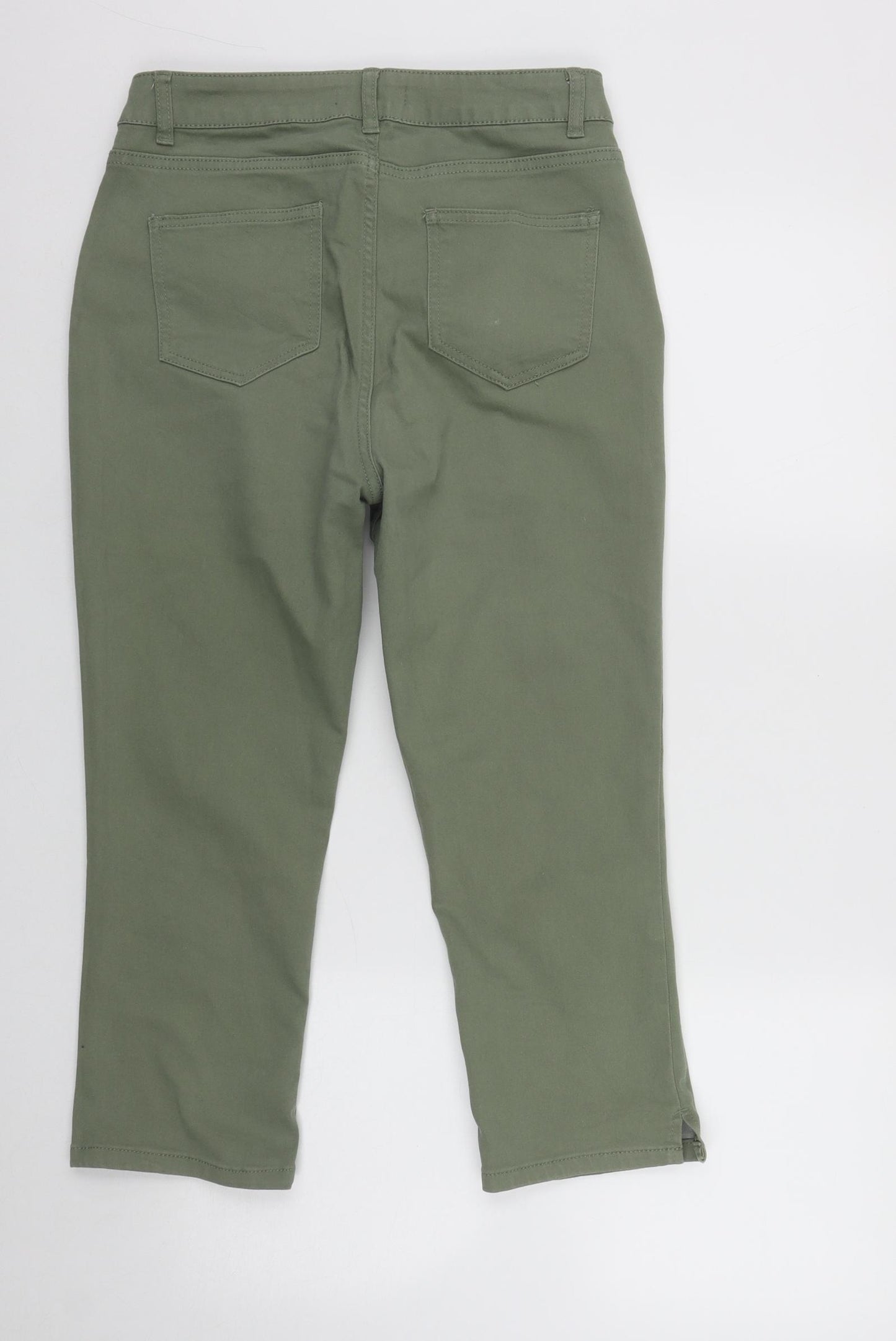 Dunnes Womens Green  Polyester Capri Trousers Size 12 L22 in Regular Zip