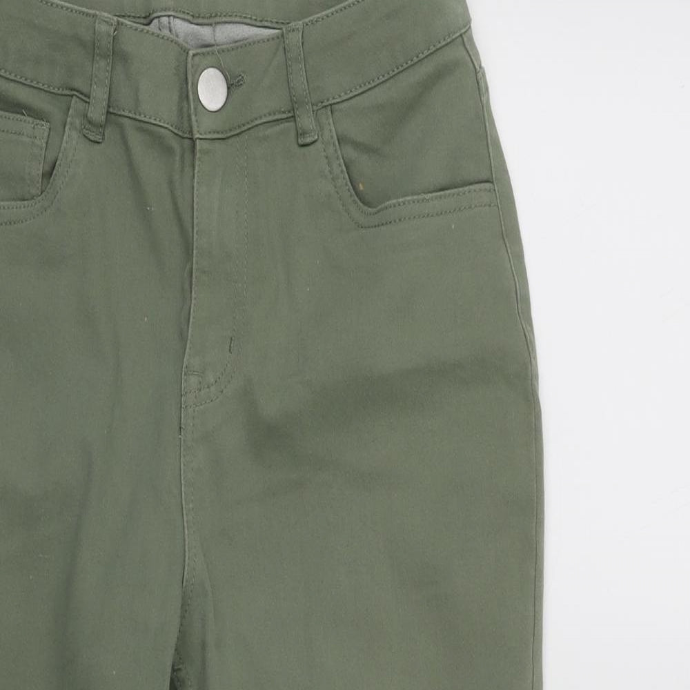 Dunnes Womens Green  Polyester Capri Trousers Size 12 L22 in Regular Zip