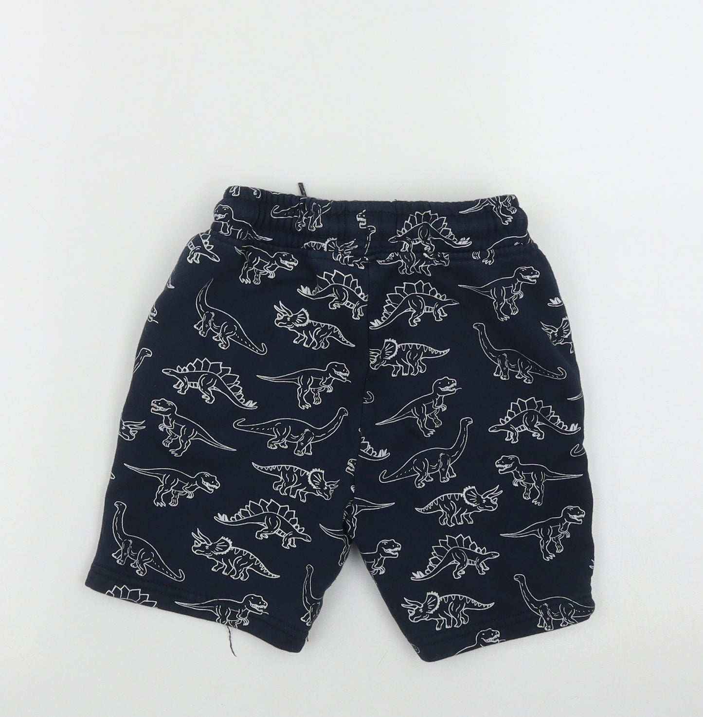 Primark Boys Blue  Cotton Sweat Shorts Size 6-7 Years  Regular Drawstring - Dinosaur