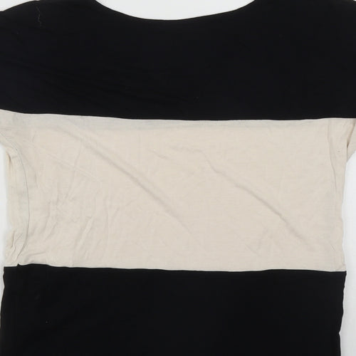 E Vie Womens Black Colourblock Viscose Basic Polo Size 8 Round Neck